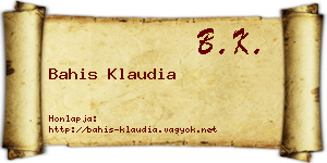 Bahis Klaudia névjegykártya